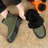 Winter Snow Boots for Men Warm Faux Suede Ankle Booties With Faux Fur Lining Men's Non-Slip Walking High-Top Shoes for Hiking Comfortable Short Boots
