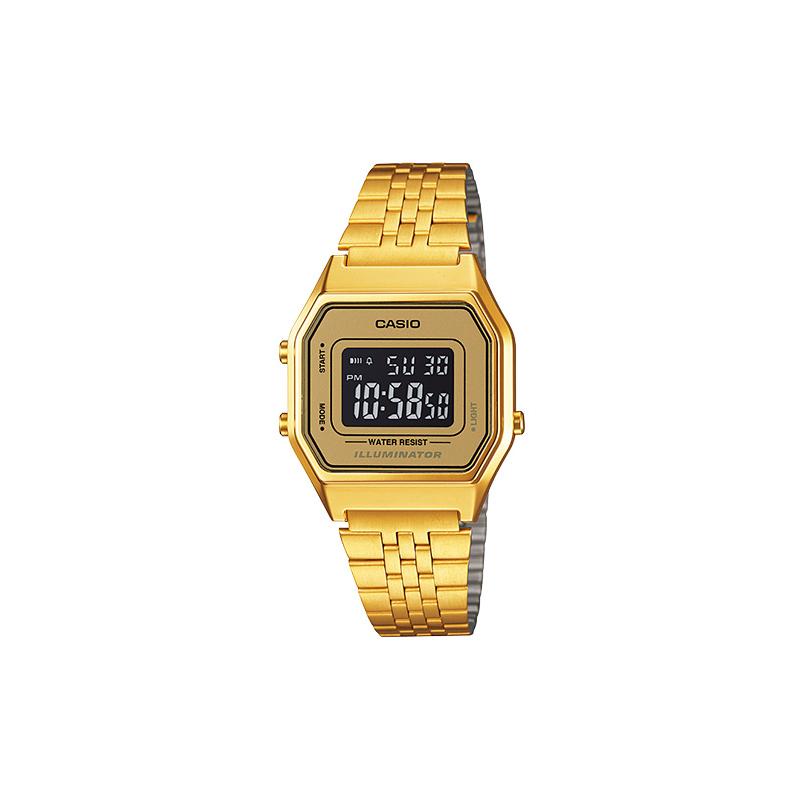 Casio VINTAGE series-L digital display, retro fashion trend digital waterproof, quartz movement, stainless steel strap, Japanese and LA680WGA-9B чёрный