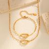 Women's Copper Carabiner Zircon Pendant Necklace & Stainless Steel Bracelet, NC-1534.