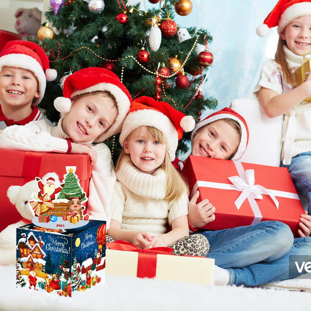 Deep Christmas Blue Theme Pattern Gift Box Holiday Decoration Prop Atmosphere