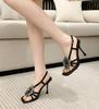 Fashion Luxury Rhinestones Flowers Decor Women Gladiator Sandals Fashion Square Toe Summer Slingbacks Stiletto High Heels Summer Shoes