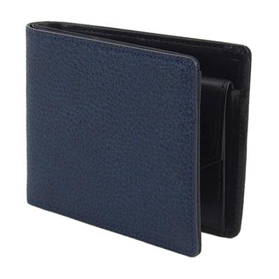 [leathertone] Fabricat în Japonia cu lemn de santal negru, piele vopsită indigo și piele Tochigi. Acest portofel bifold cu un singur burduf, 4LT0022 (indigo