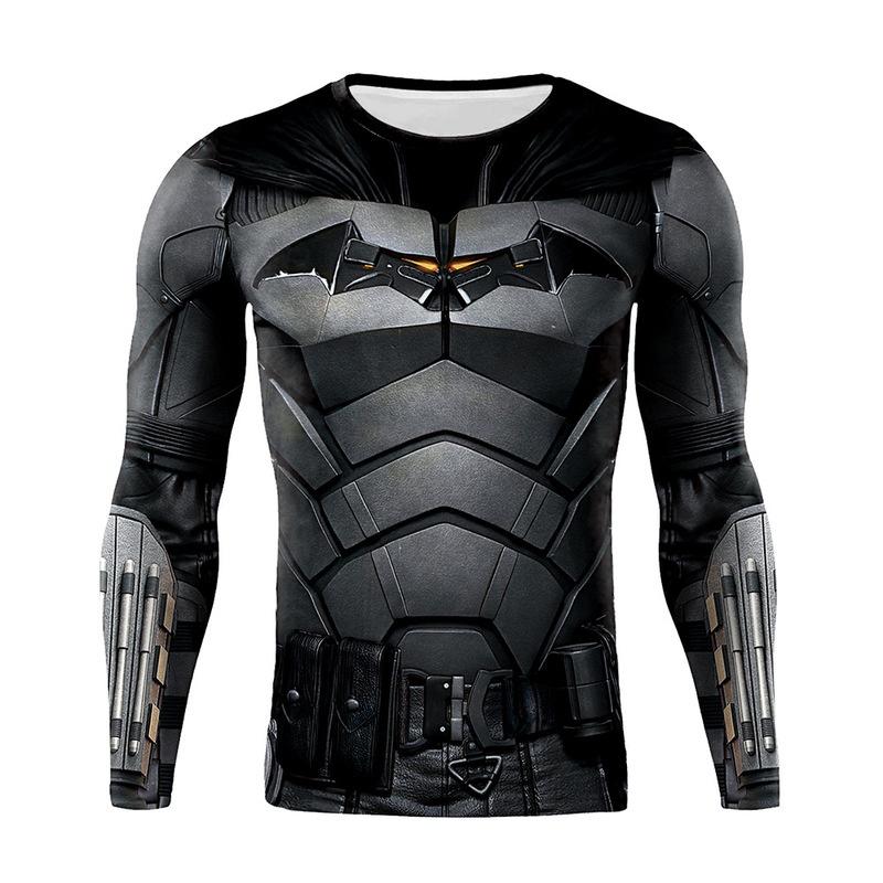 Durable Black Polyester Batman Cosplay Tee For Sports And Fitness