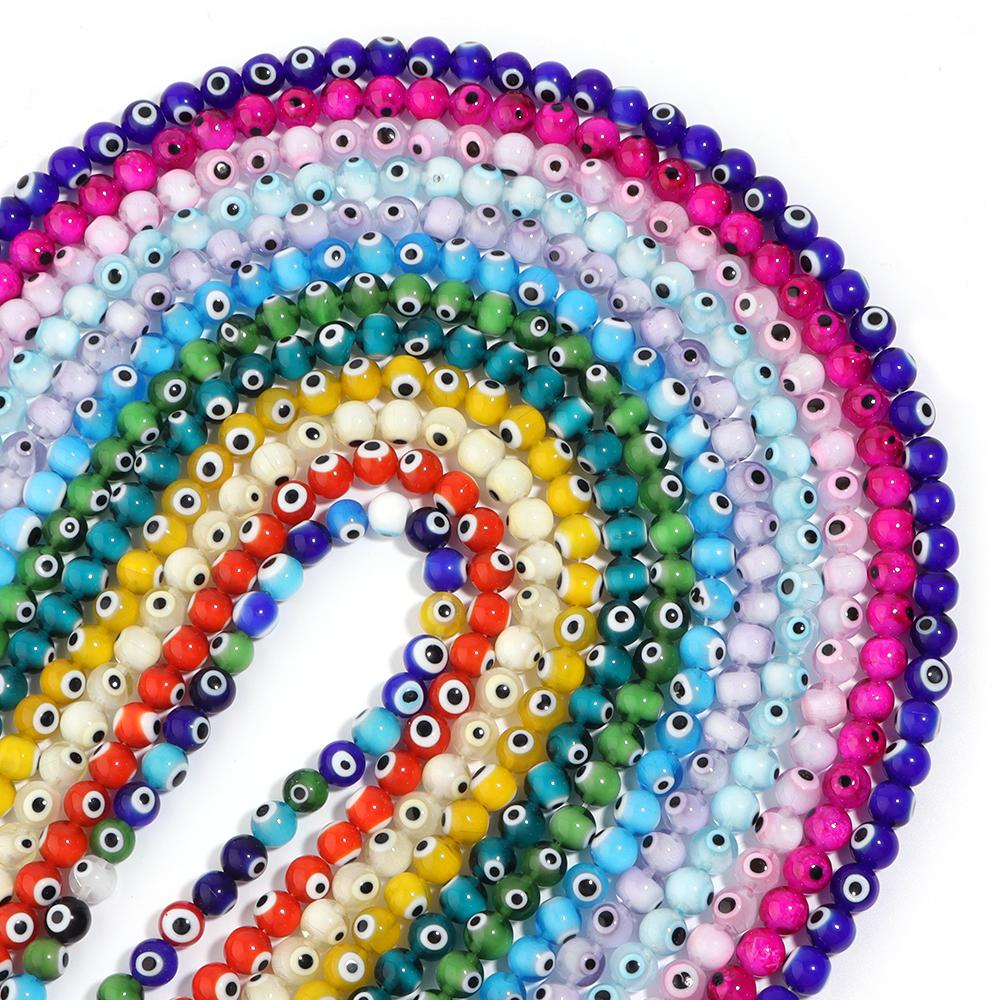 1 Strand Colorful Lampwork Beads Evil Eyes Round Loose Spacer Glass Beads For DIY Bracelet Necklace Jewelry Findings 4 6 8 10mm