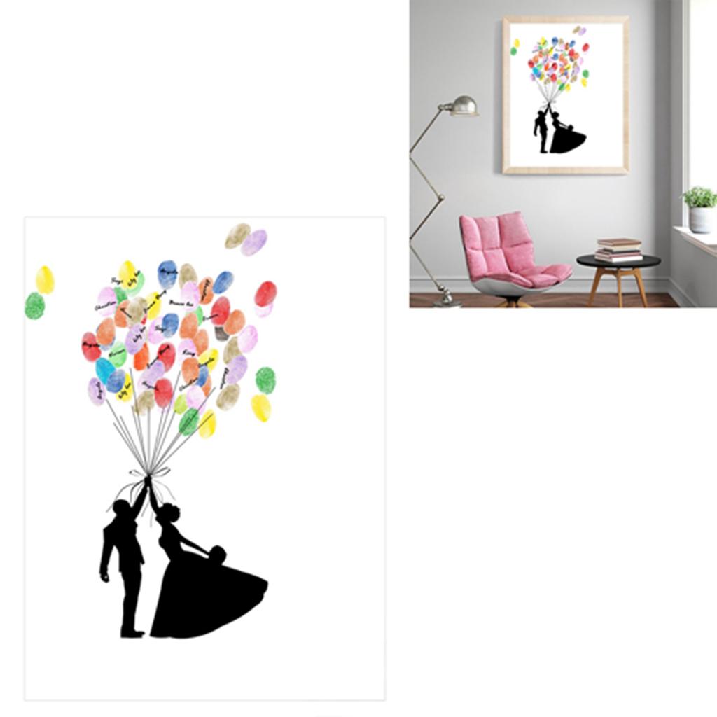 DIY Pattern Guest Signature Signin Book Guestbook Fingerprint Painting for Wedding Birthday Party