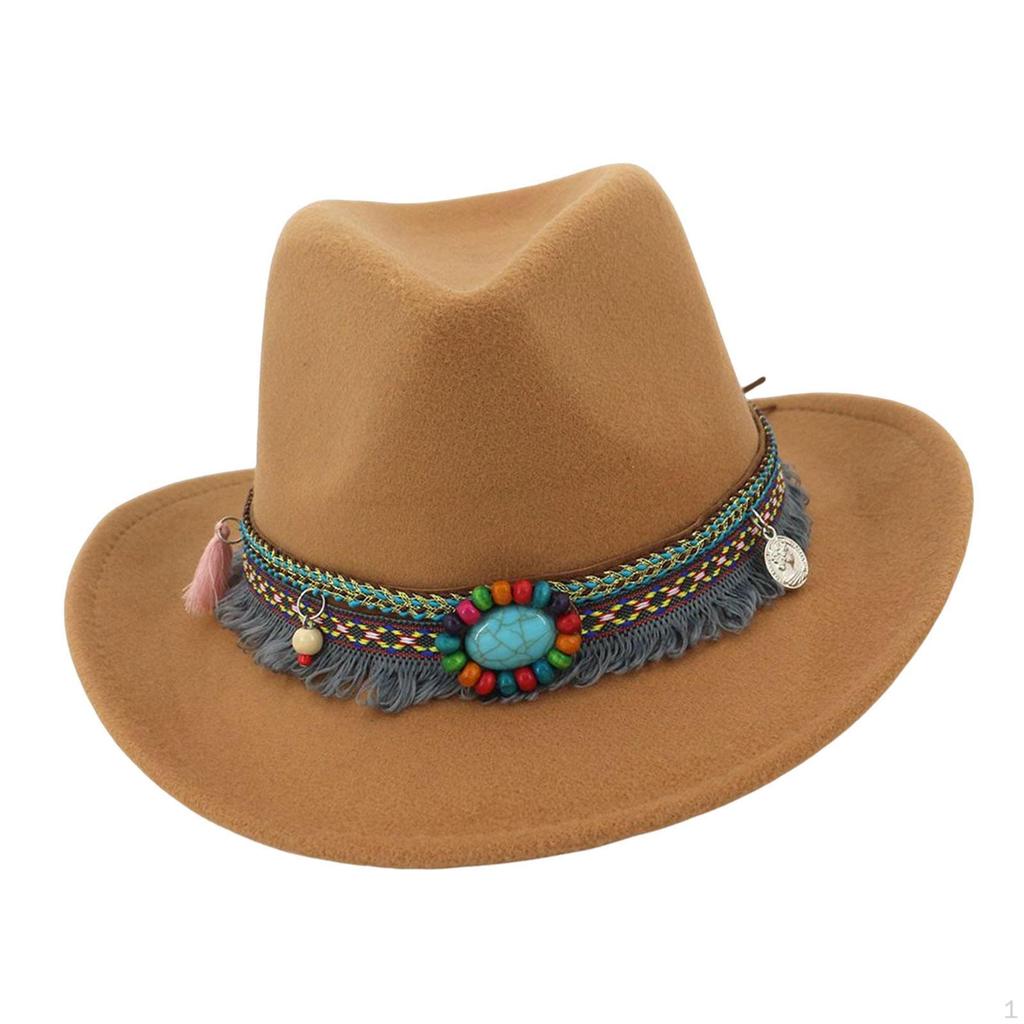 Casual Women Men Fedora Hat Western Cowboy Accessory Jazz Costumes Cowgirl Wide Brim