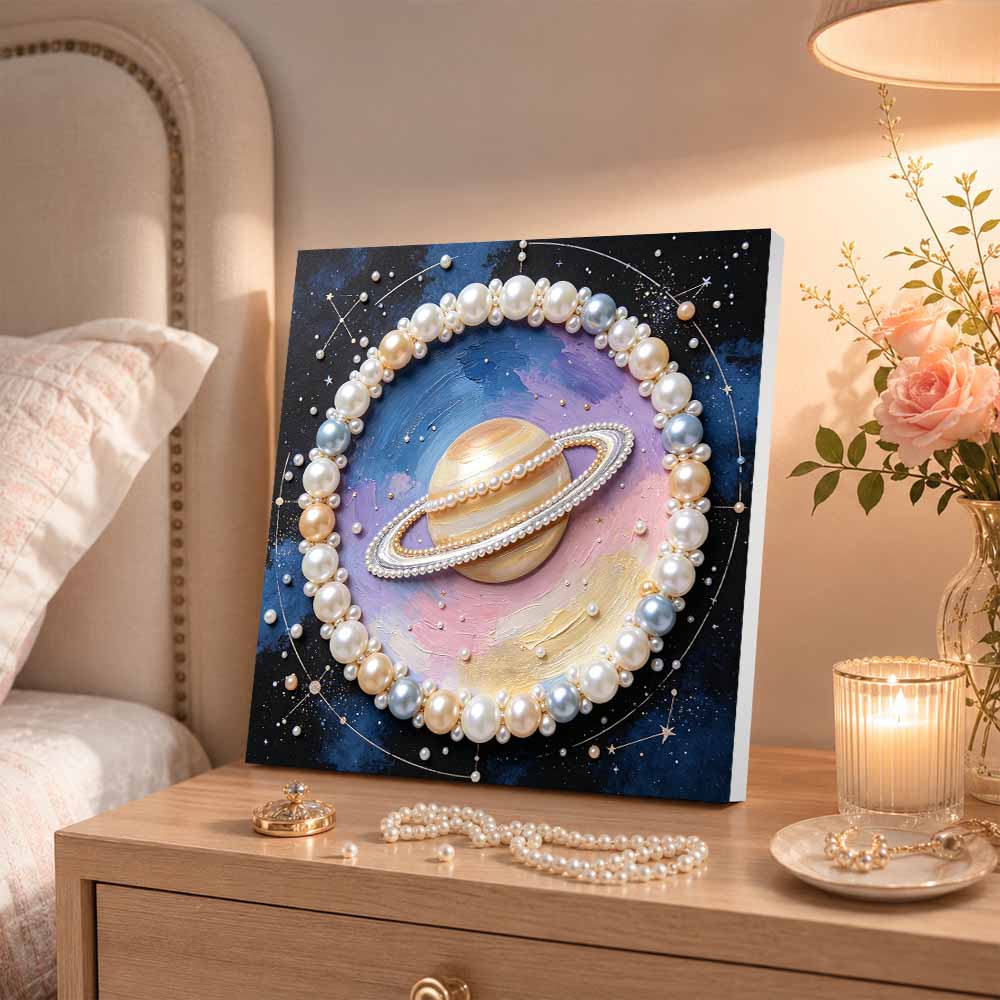 Pearl painting kit DIY Saturn planet space theme. home or office wall decoration