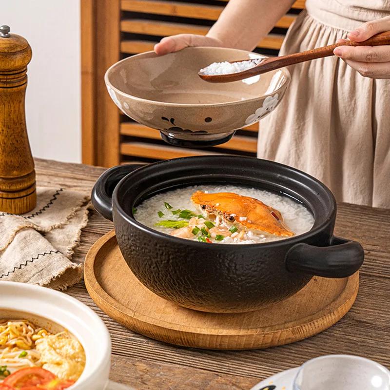 Spodumene Pots for Cooking 2.2L Casserole Ceramic Clay Pot for Cooking Cookware Pots and Pans High Temperature Cooking Crock Pot