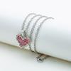 Punk Trend Sweet Cool Sweater Chain Stainless Steel Pink Zircon Love Necklaces for Birthday Present