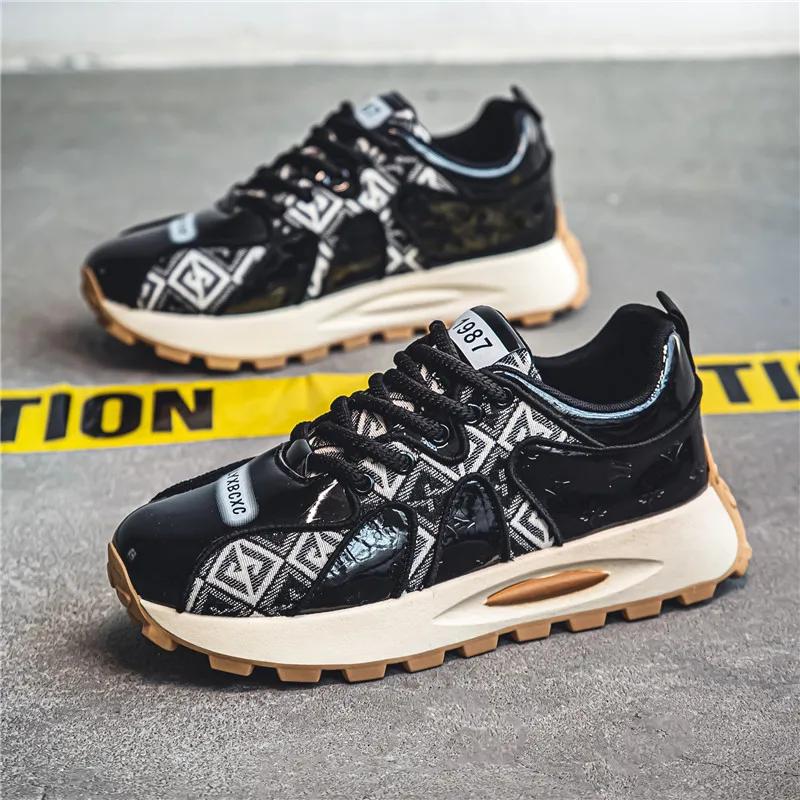 

Новые высококачественные модные мужские туфли для сноуборда, повседневные кожаные мужские туфли на плоской подошве со шнуровкой и толстой подошвой, размер 39-44 44 чёрный