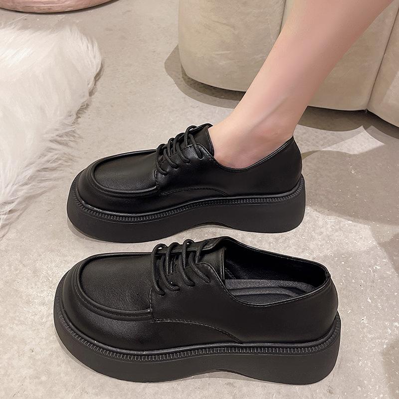 

Черные кожаные туфли с большой головой и маленькими носами, женская весна 2025, новые японские туфли jk, туфли на платформе в британском стиле 40 чёрный