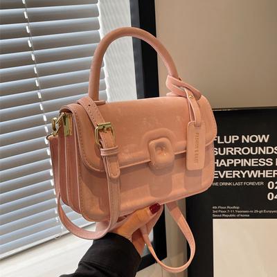 Bolsa de Mão Feminina Nova Bolsa de Ombro Transversal Versátil Cor Sólida Bolsa Quadrada Pequena