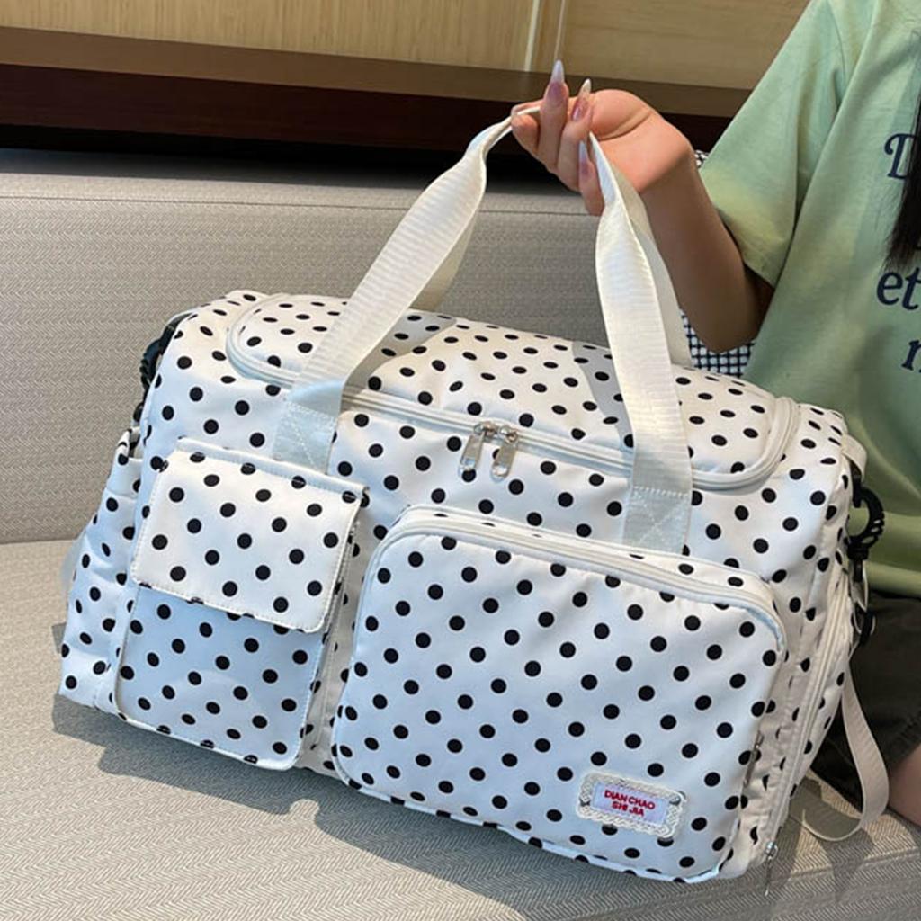 Travel bag, large capacity, polka dot design, fashionable sports and fitness bag, with separate compartments for wet and dry items, yoga training