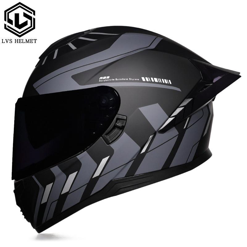 Full Helmet Double Mirror Helmet Men's Four Seasons Universal Hard Hat Female Knight Locomotive Double Lenses