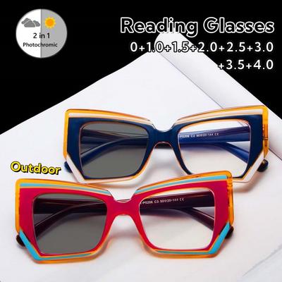 Advanced Photochromic Presbyopia Glasses Irregular And Dazzling Trend Women Men Hd Anti-Blue Light Eyeglasses 0 To +4.0