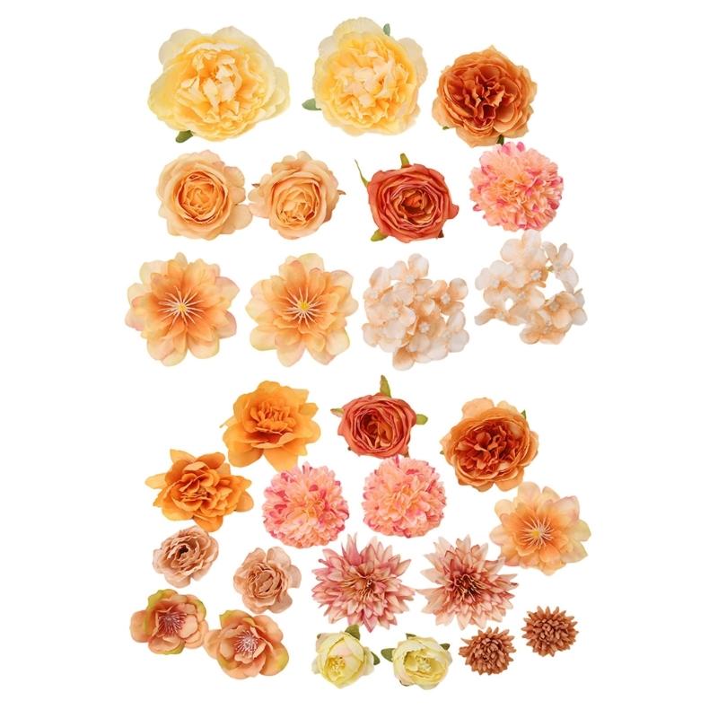 28/49Pcs Artificial Flower 4-10cm Realistic Flower Buds For Wedding Bouquets Baby Showers Decoration Hair Accessories