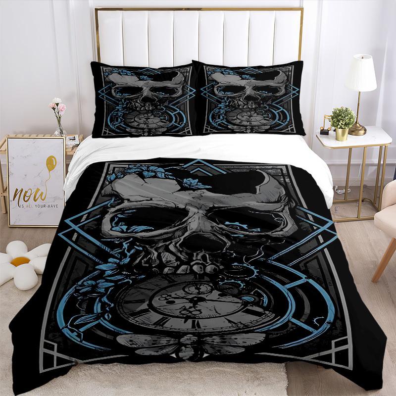 3pcs Bedding Set Skull Clockwork Includes 1 Comforter + 2 Pillowcases, Without Pillow Inserts, Soft Comfortable, Lightweight Breathable, Pri
