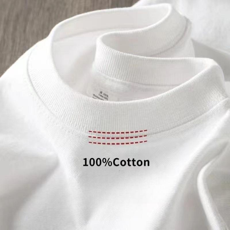 cotton t-shirt Pure White 260g Heavy T-shirt Men's Summer Pure Cotton Short-sleeved New Men's and Women's Streetwear