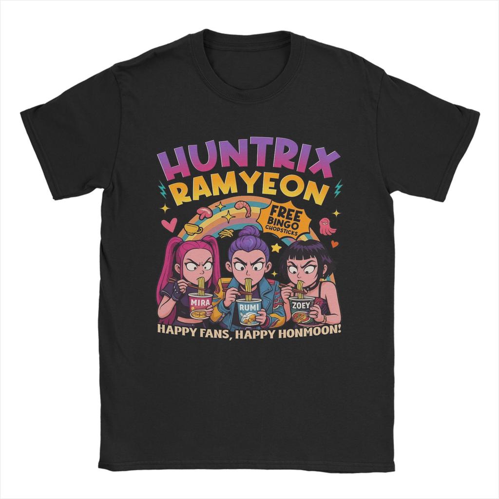 Herren T-Shirt Huntrix Ramyeon KPop Dämonenjäger Film Neuheit Baumwoll-T-Shirt Kurzarm T-Shirt Rundhals Kleidung Sommer