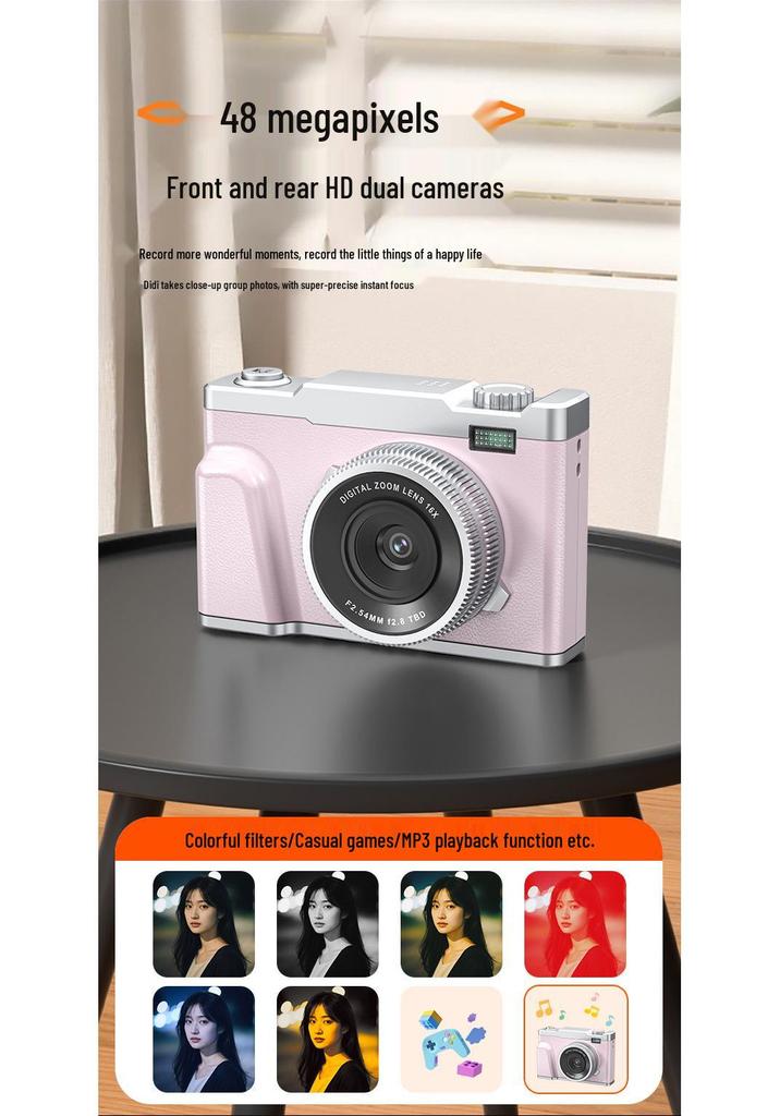 Dual Lens HD Digital Camera for Student and Travel Vlogging