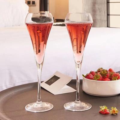 Crystal Champagne Flutes Set of 2- 210ml Glasses for Perfect Wine Pour and Aroma Enhancement