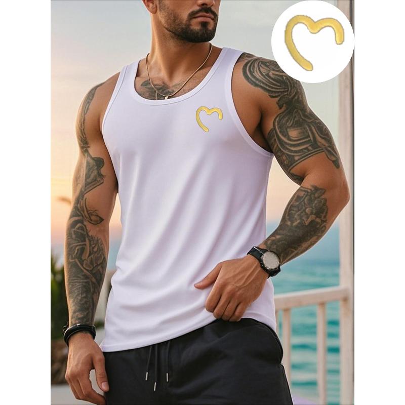 

Solid Color Men s Polyester Sleeveless Vest, Wrinkle-Resistant Durable & Comfortable, Ideal for Summer XXL білий
