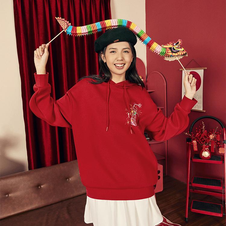 Hongxing Erke Cny Limited Edition Fireworks Series Sports Lifestyle Loose Fit Hoodie Unisex Hoodies Lucky-Red 51224102069-204