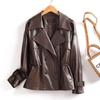 Haining Leather Jacket Women Short Slim Fit Sheepskin Trench Coat Office Wear Petite Size 2025