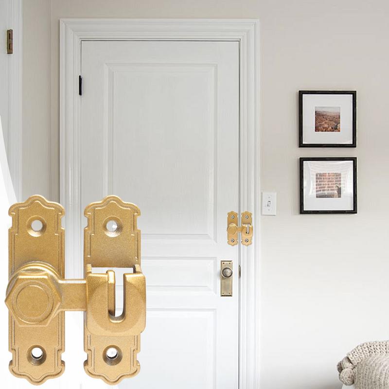 Screen Door Latch No-Drilling Privacy Safety Door Lock Latches Metal Safety Inside Locking Hardware For Bedroom Balcony Kitchen