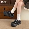 Korean college style thick-soled polka dot cotton shoes women's Velcro ins style fashion versatile autumn and winter cotton shoes