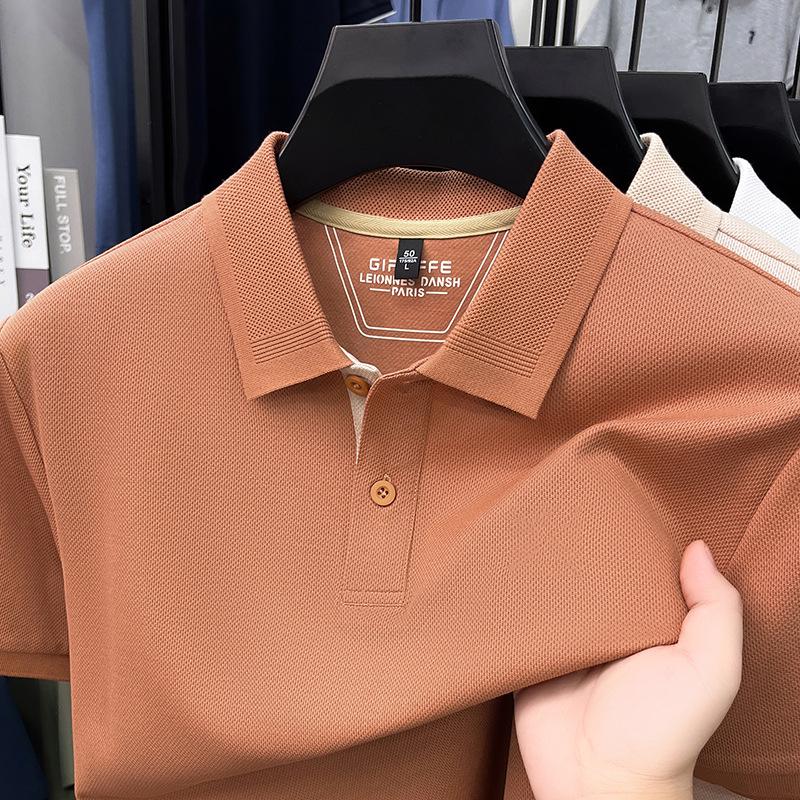 2026 Men s Summer Casual Fashion Lapel Mercerized Cotton Non-Iron Polo Shirt 2XL
