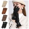 Thicken Suede Leather Gloves Chamois Leather Winter Driving Gloves  Gloves  Women
