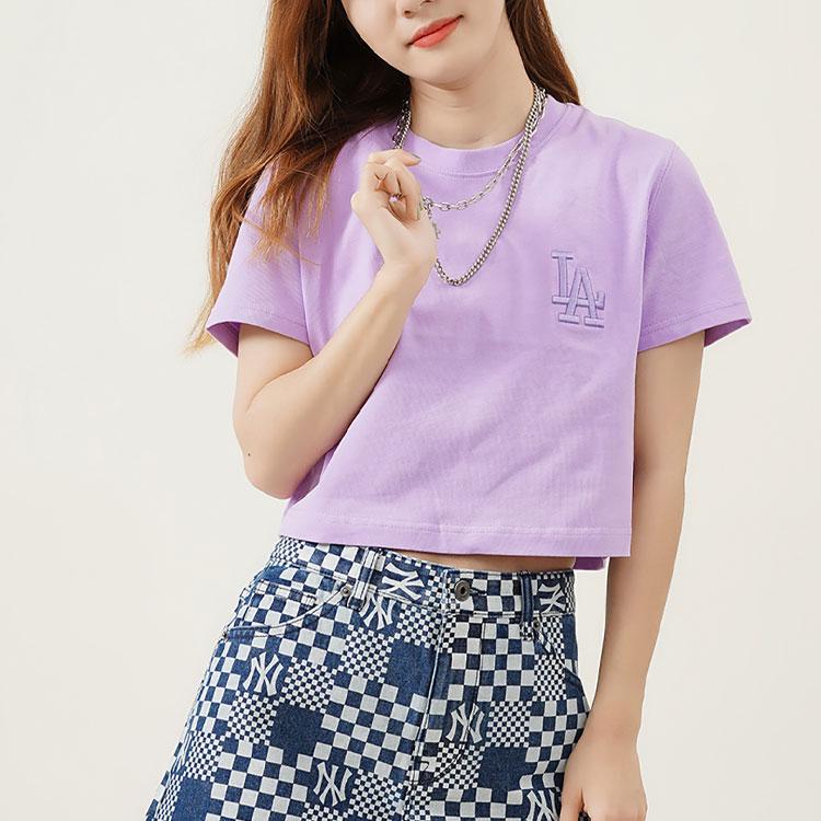 New MLB Set In Sleeve T Shirt Women's Lavender Light Purple 3FTS11023-07LDL