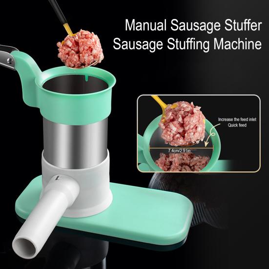 Manual Sausage Stuffer Stainless Steel Sausage Filling Machine with Nozzle Home Sausage Making Kit for Homemade Sausages