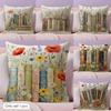 Colorful Flower Bookshelf Cushion Cover Durable Hypoallergenic Organic Linen Short Pillow Cover Washable