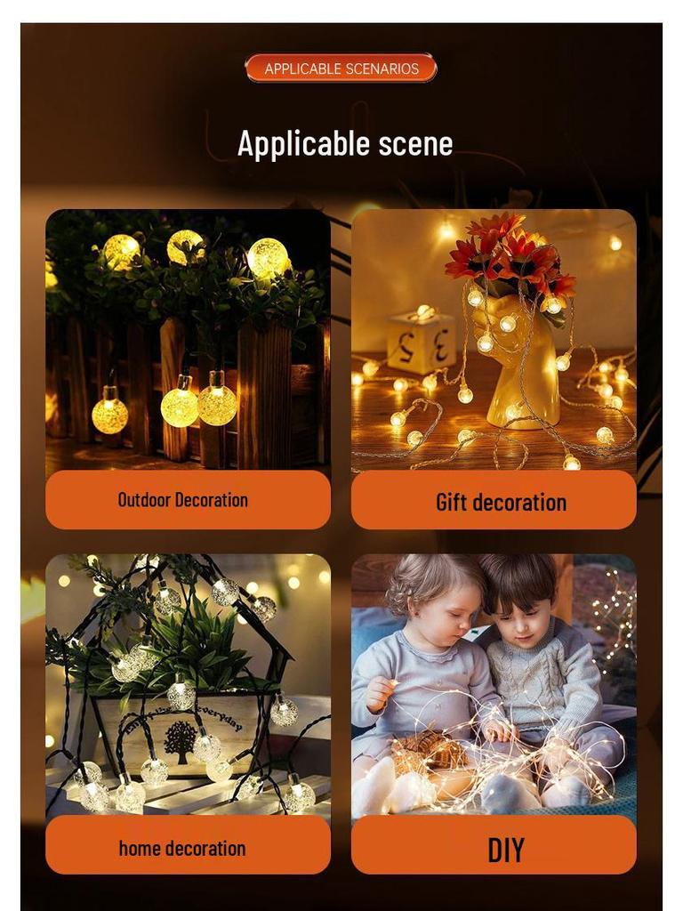 Solar-Powered Bubble Ball Stake Lights - Outdoor Waterproof Lawn and Courtyard Decor String Lights.