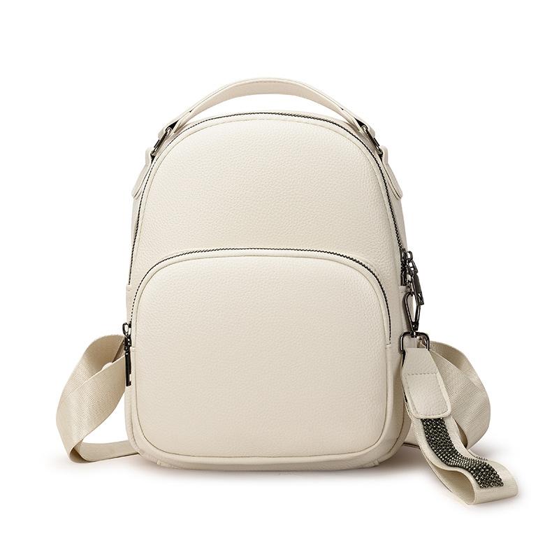 New Women's Backpack Soft Leather Texture Small Square Bag Simple Large Capacity Handbag Casual Front Travel Bag