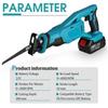 1500W 388VF Wood Metal Cutting Tool For 18V Battery Electric Cordless Reciprocating Saw with 4 Blades Saber Saw