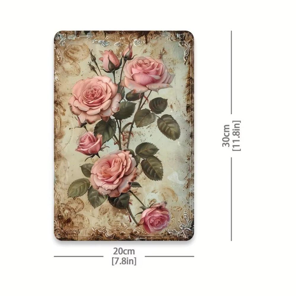 Tin Sign Floral Metal Artwork Wall Decor 20x30cm