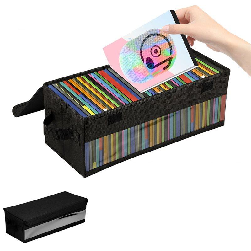 

CD Case Holder With Lid And Handle 2 Pcs Nonwoven Transparent Large Capacity Disc Organizer Bag Portable Storage чёрный
