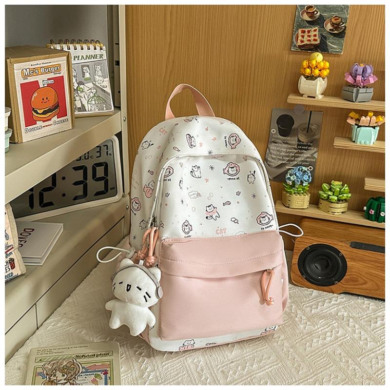 Korean version ins cute cartoon cat backpack female large capacity cute graffiti student schoolbag sweet versatile backpack