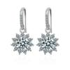 White Gold and Copper-Plated Sunflower Moissanite Earrings with Diamond Ear Hooks, One Carat