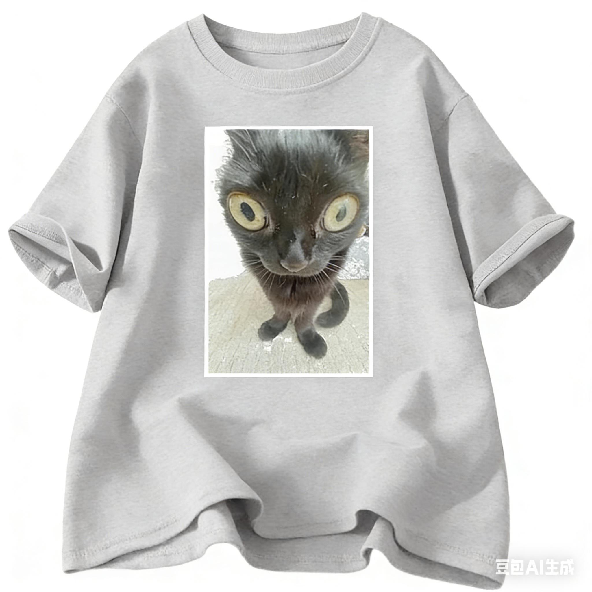 Mens shortsleeved 100 cotton Tshirt ibuprofen interesting cat graphic print Tshirt casual and fashionable Tshirt S