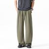 Vertical Knitted Scimitar Casual Pants Men's Summer Trendy Brand Drawstring Loose Straight Wide-leg Trousers Cotton