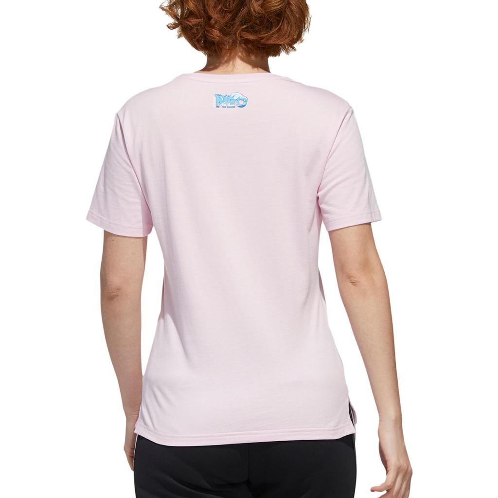 Adidas Neo Round Neck Comfortable Breathable Sports Casual Short Sleeve T-Shirt Women Tops Pink GJ5653