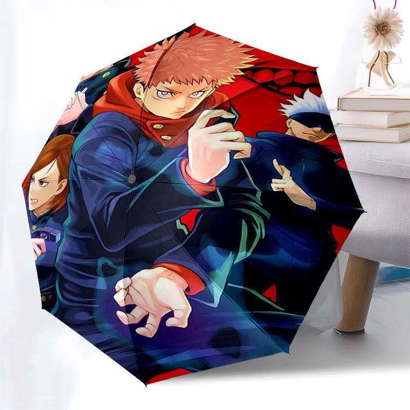 1pc Jujutsu Kaisen Outdoor Umbrella - Automatic Opening/Closing, Portable 3-Fold Design with 8-Rib Iron Frame - Perfect Gift for Fans, Travelers, Dail