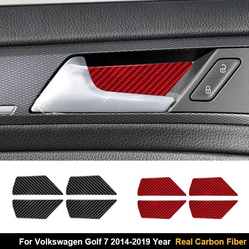 4PCS Real Carbon Fiber For Volkswagen Golf 7 2014-2019 Car Inner Door Bowl Panel Decoration Stickers Car Interior Accessories
