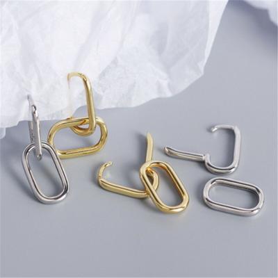 Verhindern Sie Allergien 925 Sterling Silber koreanische Ohrringe Frauen trendigen Schmuck Vintage einfache ovale Creolen Party Zubehör