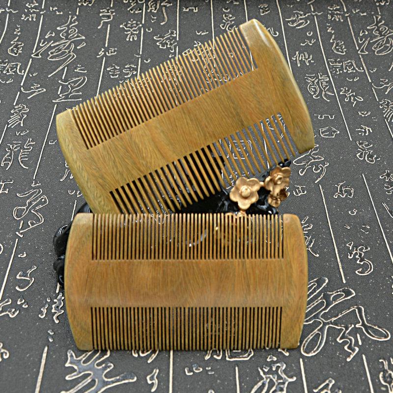 Green Sandalwood Fine-Toothed Lice Comb with Free Engraving - Anti-Dandruff Hair Care Tool