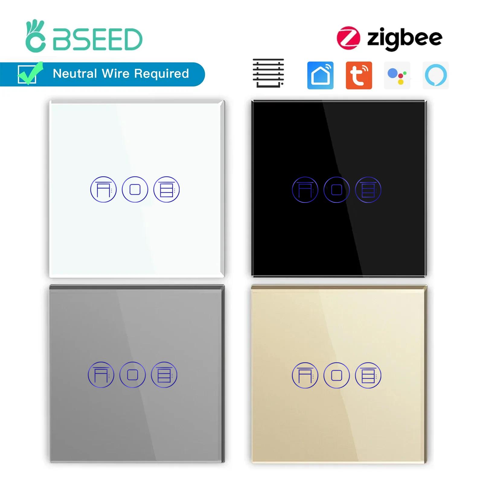 BSEED EU Zigbee Smart Touch Blinds Switch Electric Wall Roller Shutter Switch Tuya Google Home Alexa Voice Wireless Control 5A oro